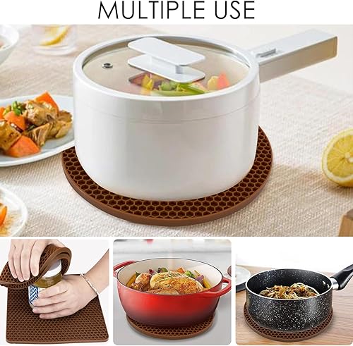 Vista 270 de Alfombrillas salvamanteles de silicona, soportes de silicona para ollas y sartenes calientes, tapetes resistentes al calor para mesas, encimeras