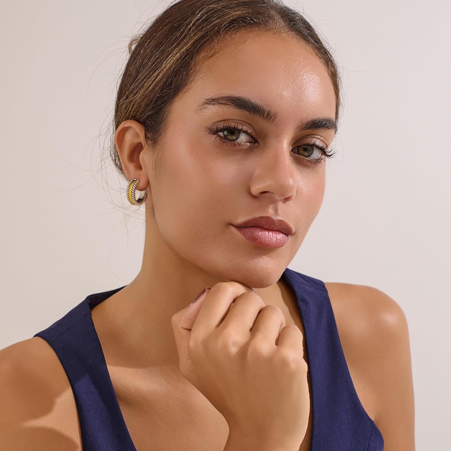 Chunky Two Tone Hoop Earrings for Women Antique Gold And Silver Plated Twisted Open Hoops Hypoallergenic Statement Earrings Mixed Metal Jewelry Gift For Everyday Wear - Image 3