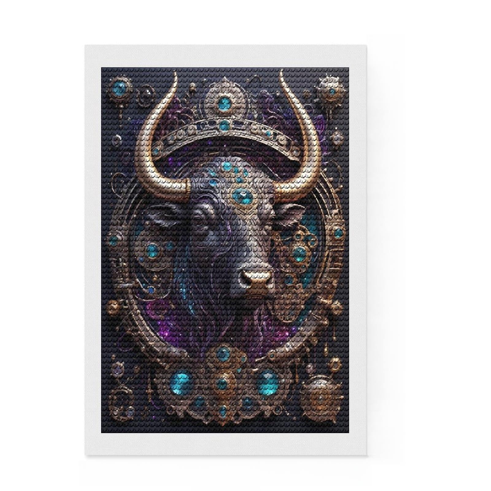Junmoney Cosmic Bull Engine DIY Diamond Art Canvas Kit 8"x12", Aesthetic Room Decor, for Craft Lovers, Adhesive Canvas, Birthday Gift