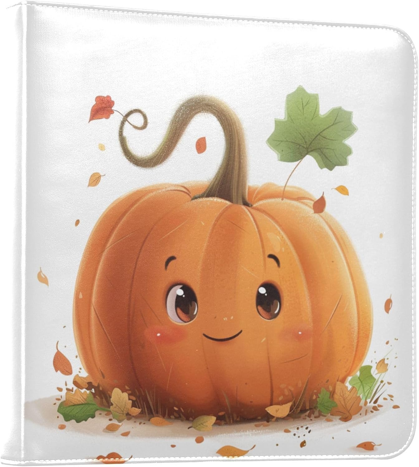 JIPONI A Cute Pumpkin Large Photo Album, DIY Leather Cover Scrapbook Albums for 4x6 5x7 6x8 Pictures, Self Adhesive Memory Book for Wedding, Baby, Family