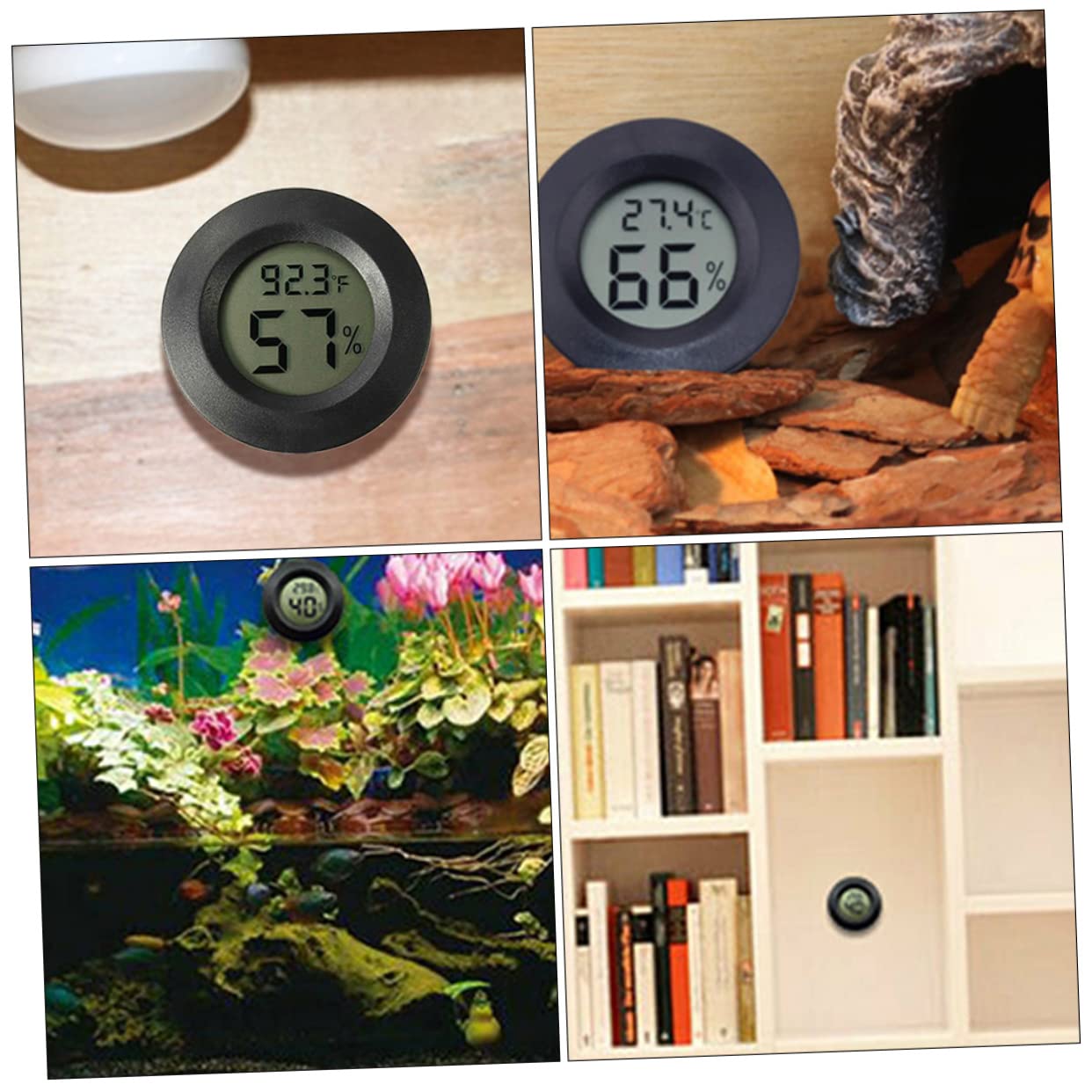 UPKOCH 2 Series Termómetro Digital Medidor De Humedad Redondo Reptil -higrómetro Terrario Medidor De Temperatura Del Acuario Medidor De Temperatura Y Humedad El Plastico Negro 7 Piezas*2