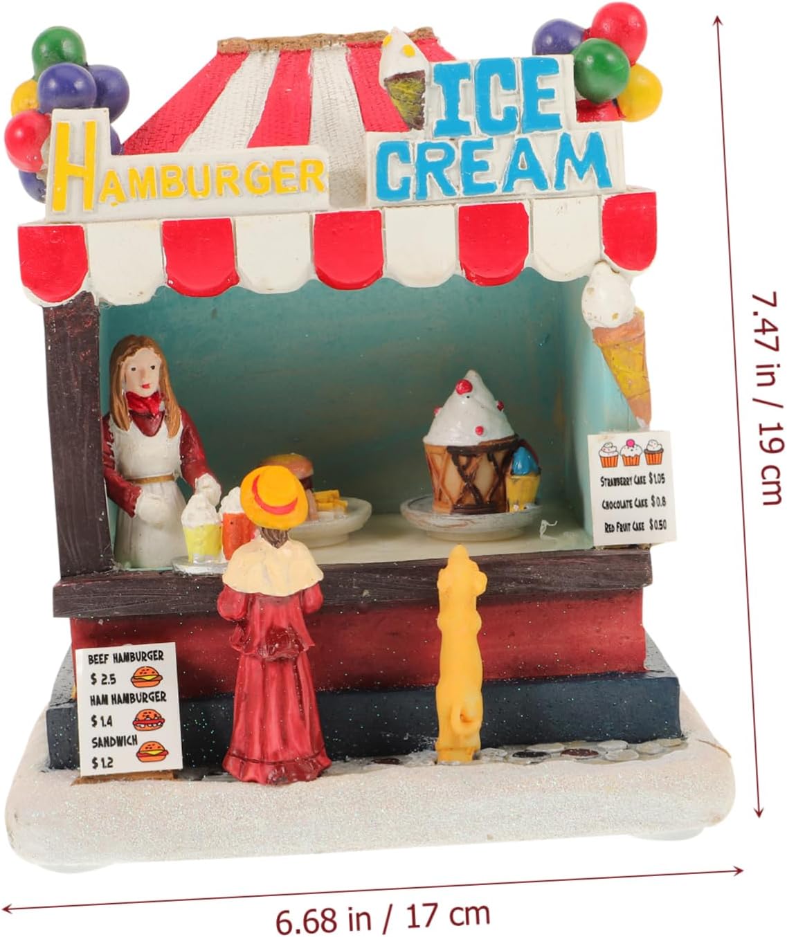 Luxshiny Resin Christmas House Led Lights Battery-Powered Resin Craft Christmas Ornament Decorative Art