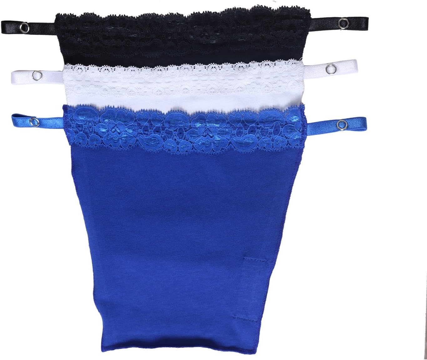 Finesse Miracle Cami - Cotton Clip On Camisole for Women | Mock Lace Cleavage Cover | Deep Neck Cover Up Inners | Slip Inner | Free Size | Set of 3