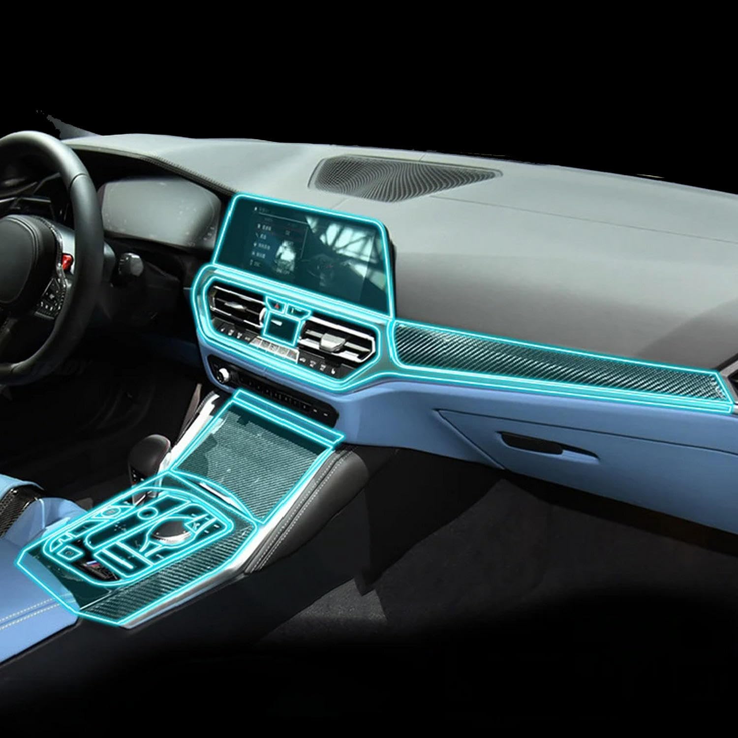 Film protection console BMW M4 G82 contre rayures de clés et usure