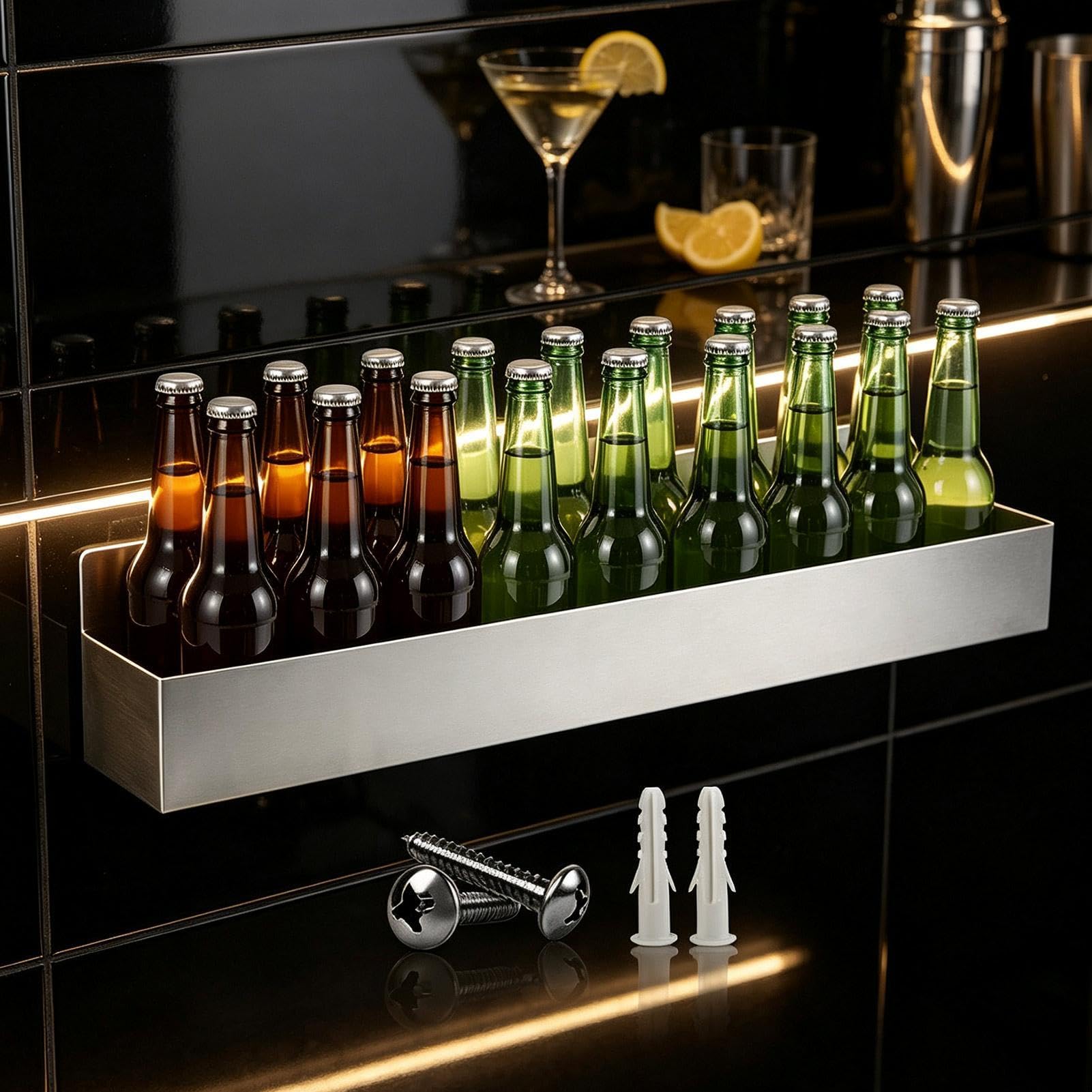 Single Speed Rail, Stainless Steel Heavy Duty with Liquor Organizer Design
