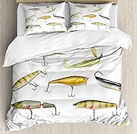 Vista 217 de Ambesonne Juego de funda de edredón color menta, líneas onduladas horizontales a rayas blancas abstractas de tonos suaves, exhibición de arte