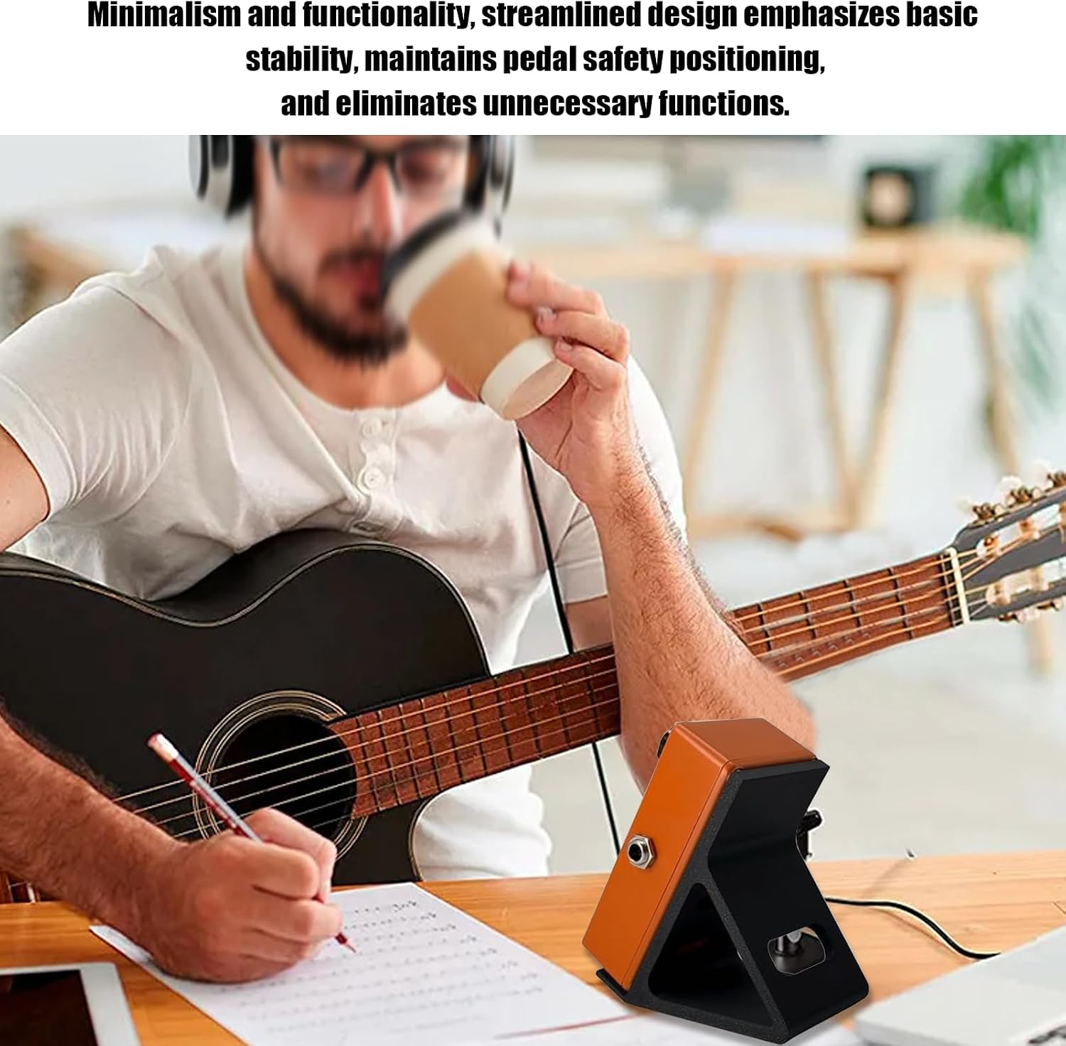Guitar Desktop Pedal Holder, 2PC Mini Guitar Pedals for 30 Degree and 60 Degree, Compact Guitar Pedal Organiser for Home Studios, Desktops and Practice Spaces