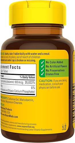 Miniatura 8 de Tabletas de vitamina B12 de 500 mcg, 200 unidades para la salud metabólica