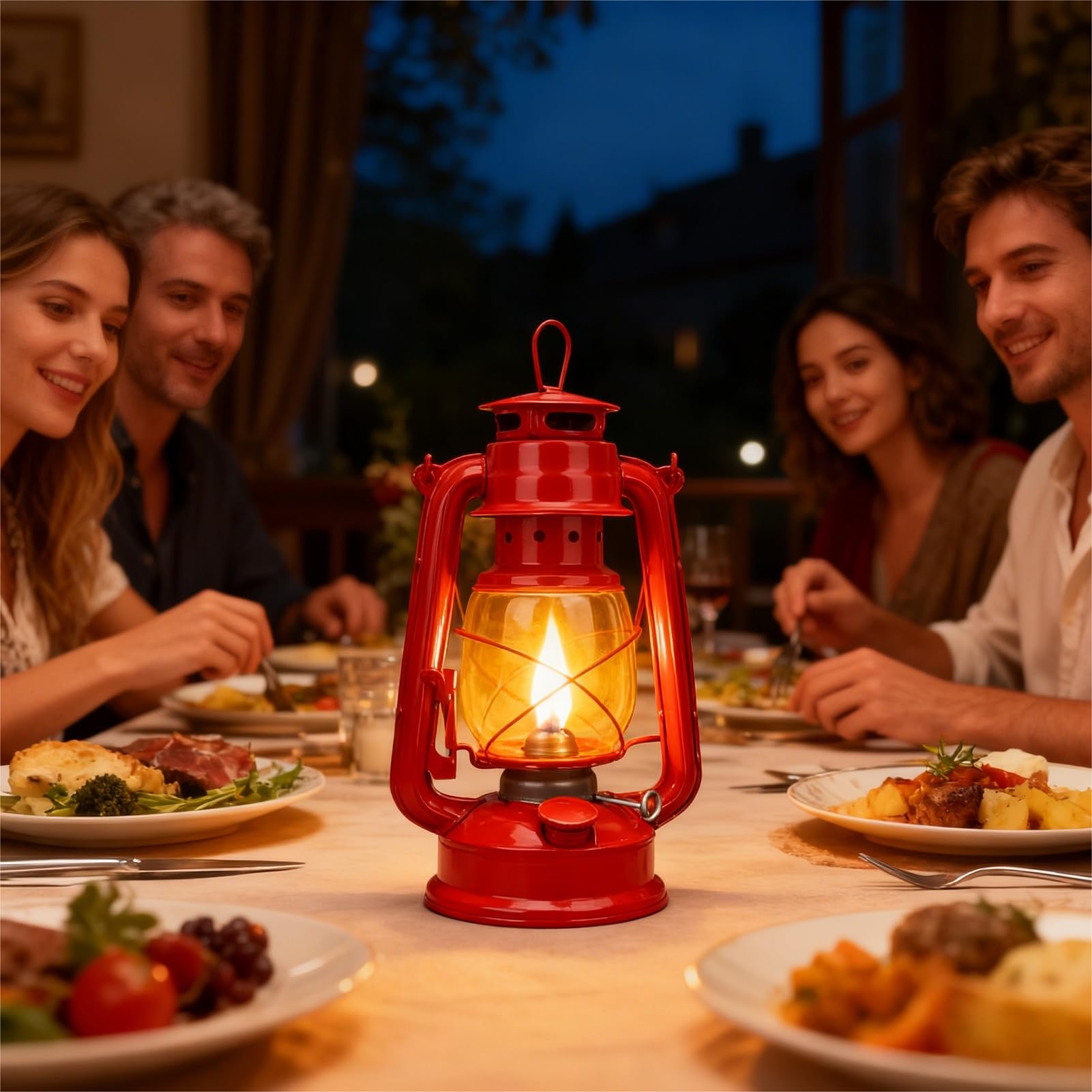 2 Pièces Lampes À Pétrole Rétro Lampe À Pétrole De Camping Lanterne À Huile Vintage Lanterne Tempête Vintage Pour Pique-Nique Jardin Extérieur Cour Randonnée (Rouge+Bleu)