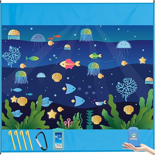 Miniatura 8 de BYDOLL - Manta de playa impermeable a prueba de arena, extragrande y ligera, 81 x 83pulgadas, 4-7adultos, para pícnic, viajes, campamento, senderismo