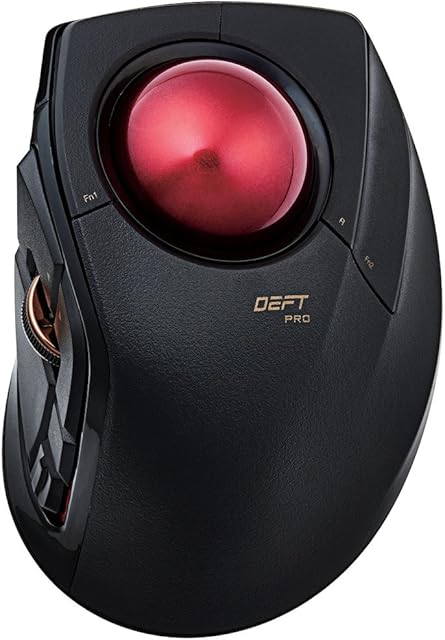 Elecom DEFT PRO Trackball Mouse, Wired, Wireless, Bluetooth 3 Types Connection, Ergonomic Design, 8-Button Function, Red Ball, Windows11, MacOS (M-DPT1MRXBK)