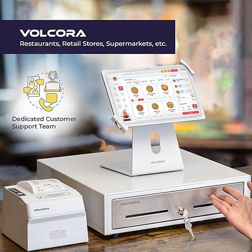 Miniatura 18 de Volcora Cajón de caja registradora manual de 13 pulgadas para sistema de punto de venta (POS), hasta 4 billetes y 5 ranuras para monedas, cerradura