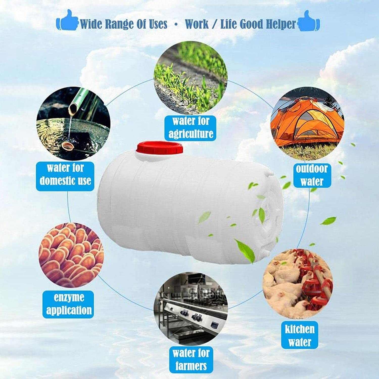 Con Serbatoio Stoccaggio dell'Acqua Portatile Rubinetto Contenitore Stoccaggio dell'Acqua Plastica Spessa Contenitore Barilotto dell'Acqua Emergenza Serbatoio (Size : 150L)