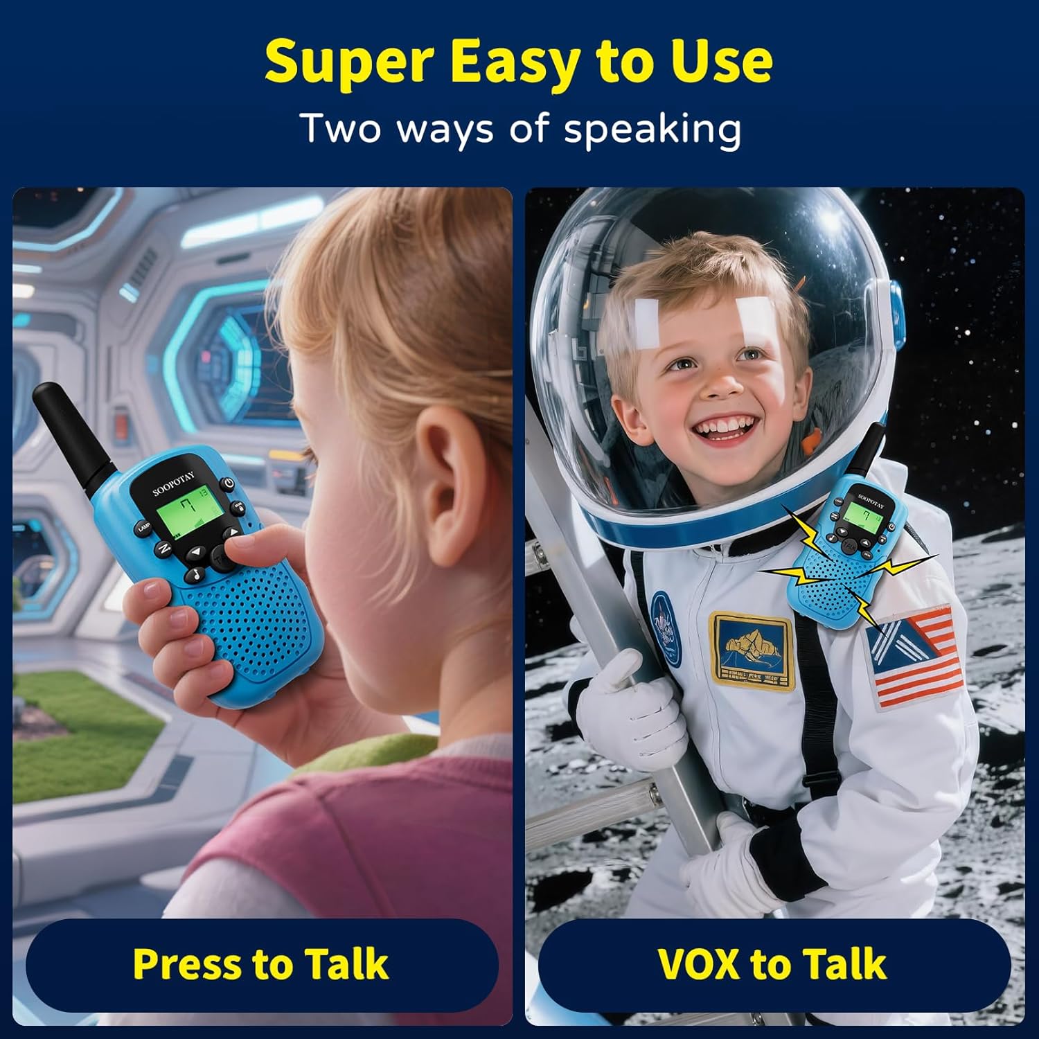 Rechargeable Walkie Talkies for Kids, Walkie Talkie Toys for Girls Boys, Easter Basket Stuffers for Kids, Outdoor Toys/Outdoor Games for Kids, Birthday Gifts for 3 4 5 6 7 8 9 10 Year Old Girl Boys - Image 7