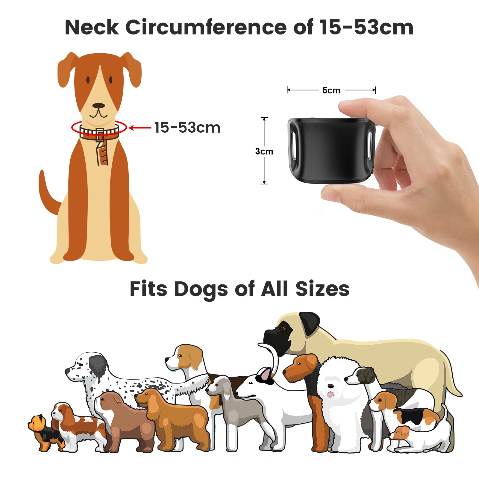 HZK Collare Antiabbaio Cane per Cani Piccola Ricaricabile, Collare Antiabbaio Umano e Sicuro, Dispositivo Antiabbaio con 7 Sensibilità e Modalità Vibrazione Acustica, Nero