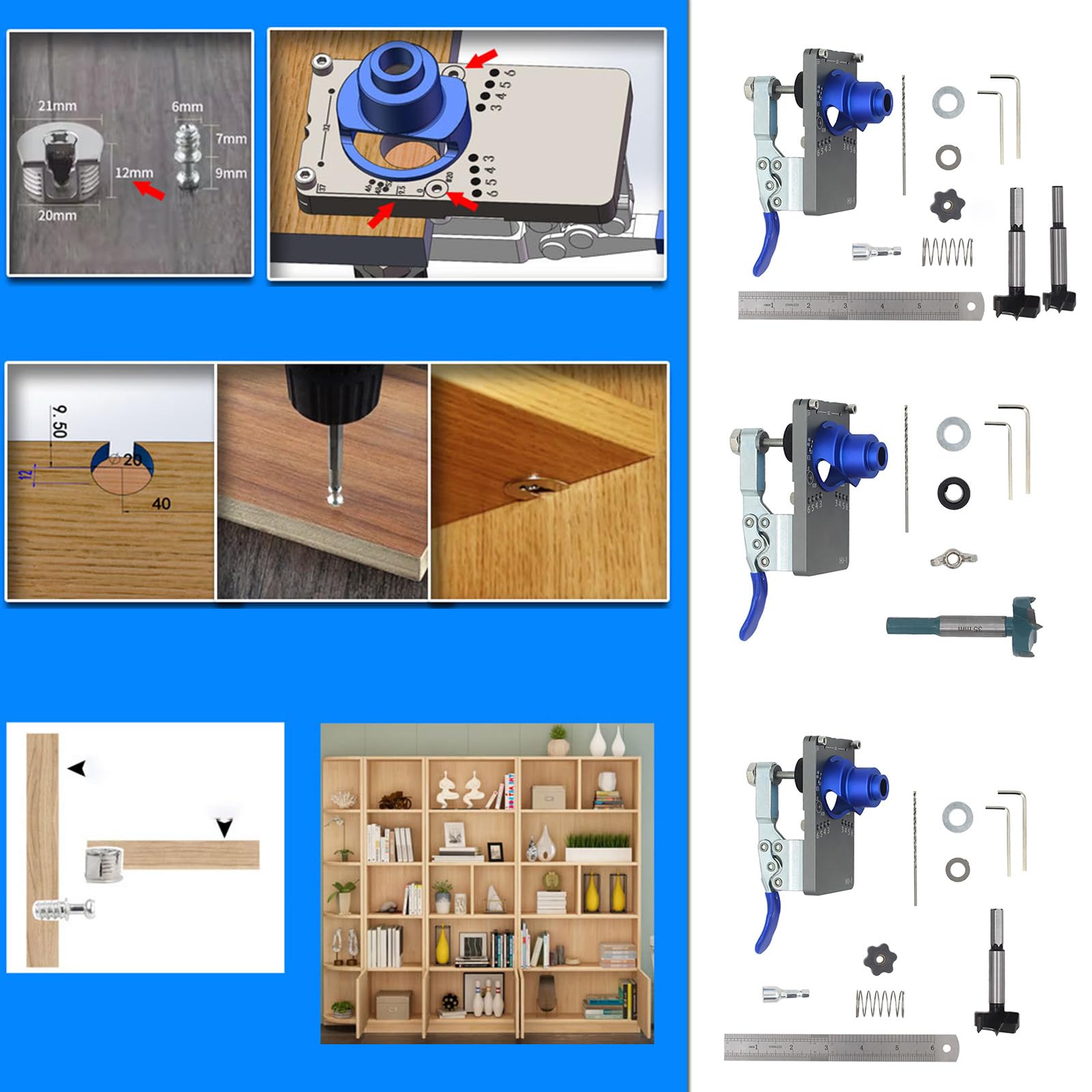 Zawias szafki Jig Clamp Akcesoria Zawias Wiertło Jig do drzwi Szafy Zawiasy Montaż Zawiasy Drzwi Narzędzie Narzędzie do obróbki drewna Wielofunkcyjne narzędzie do obróbki drewna