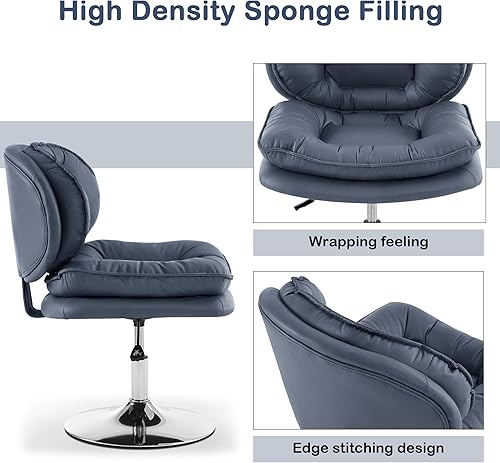 Miniatura 7 de MCombo - Silla giratoria con ajuste de altura, silla de escritorio tapizada para sala de estar y oficina 4846 (amarillo)