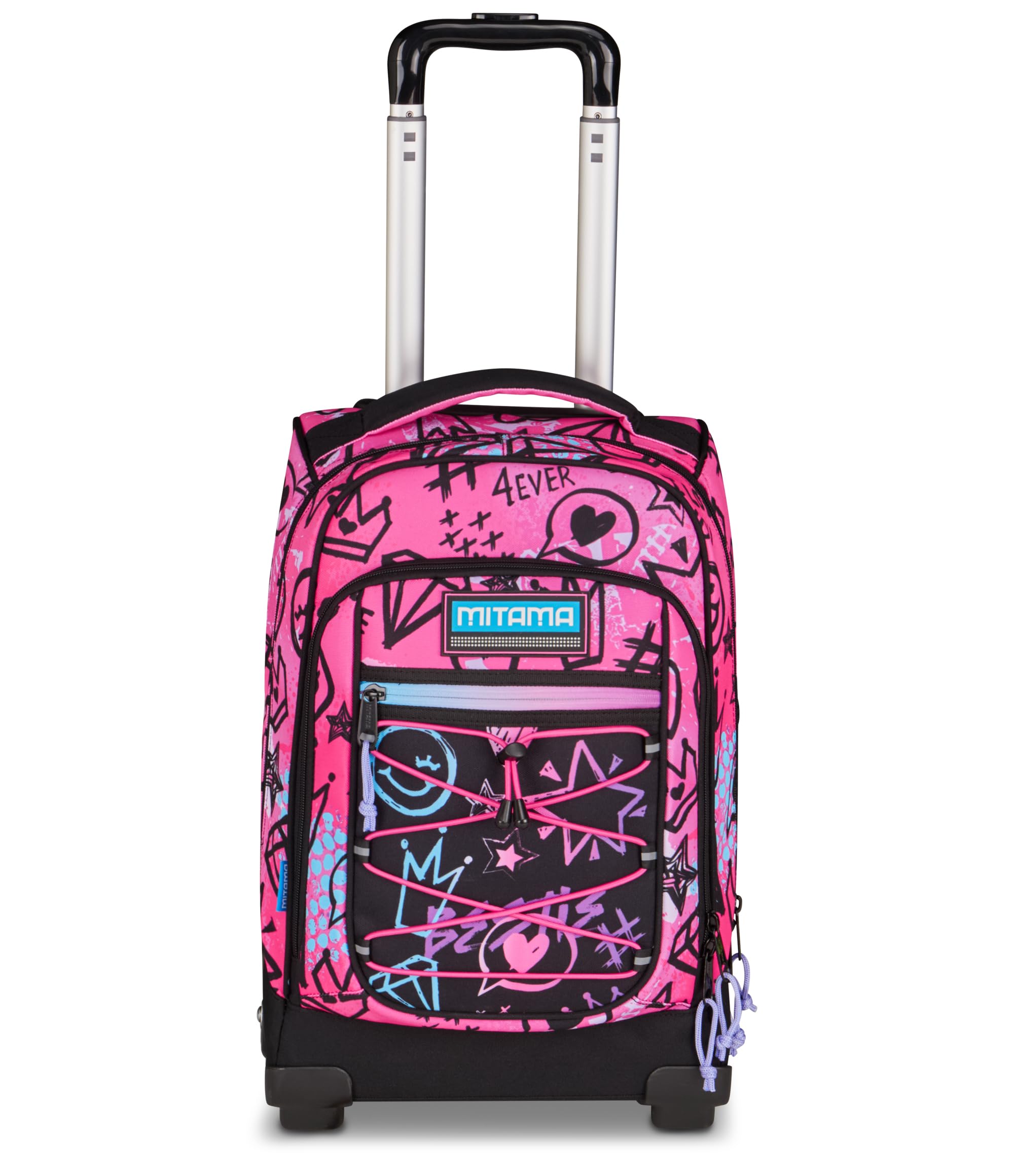 Mitama Zaino Trolley M-Power RockNLove, Spallacci a scomparsa, Bambini e Bambine, Tasca Porta Borraccia, Doppio uso, Maxi Capienza, rosa
