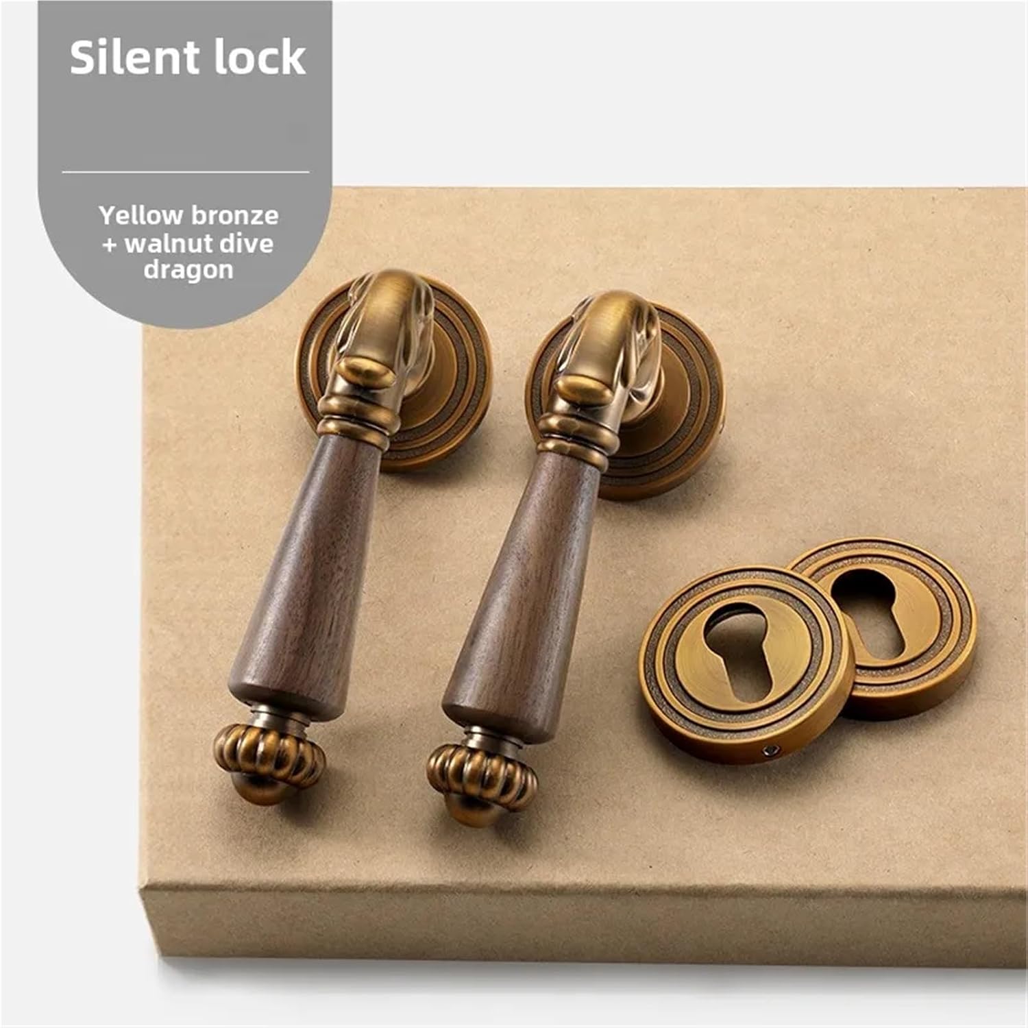Interior Room Door Bathroom Wooden Door Split Lock 1Pcs(Yellow Brown)