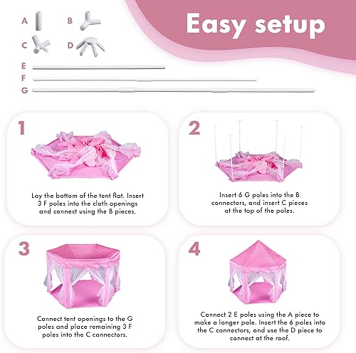 Miniatura 6 de Twinkle Star - Tienda de campaña de princesa con 138 luces LED y guirnaldas de estrella para decoración de castillo de princesa casa de juegos de