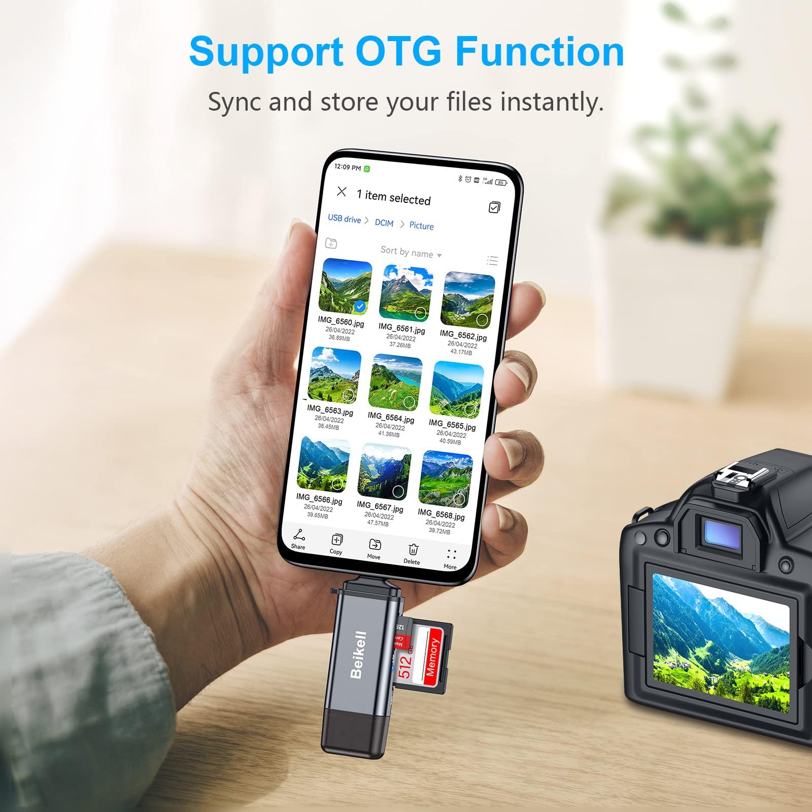 Beikell SD Card Reader, Dual Connector USB 3.0 & Type C Card Reader High Speed OTG Adapter, for MMC/Micro-SD/TF/SDXC/SDHC/Micro-SDHC/Micro-SDXC/SD Cards, Compatible with Android/Windows/Mac OS etc.