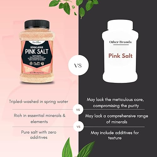 Vista 6 de Herbion Naturals Tarro de sal rosa del Himalaya de grano fino, sin OMG, calidad suprema, sin químicos, vegano, certificado Kosher, sal totalmente