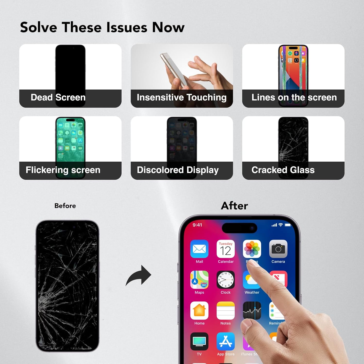 Mail-in Repair Service Original with OEM Pull Screen Replacement for iPhone Xs, 5.8 inch Display Digitizer LCD Screen Touch Assembly A1920 A2097 A2098 A2099 A2100 (Install Service)