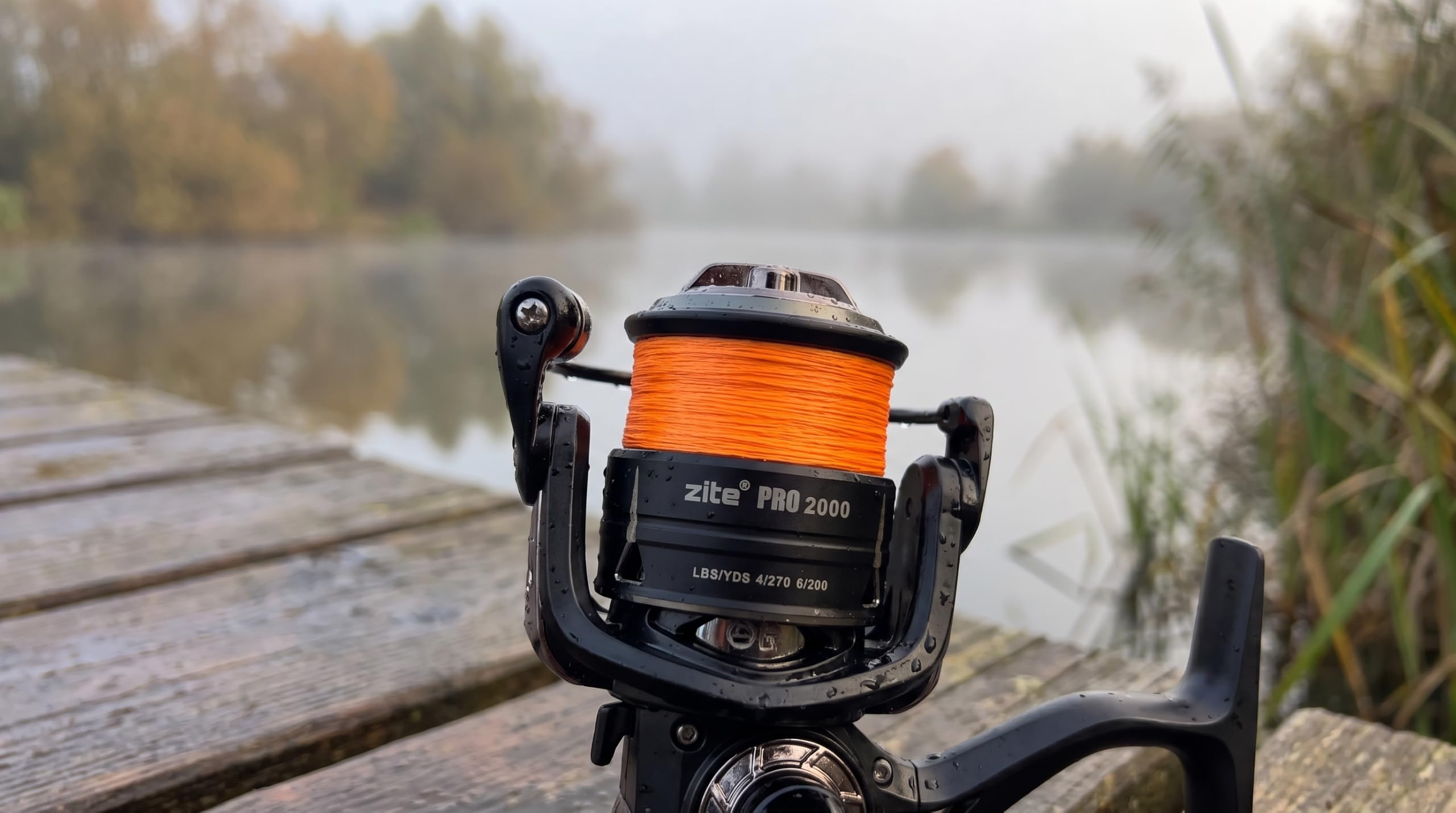 Zite Carrete de pesca Spinning Pro 2000-4000 | Carrete giratorio con freno delantero | 8+1 rodamientos de bolas | Manivela plegable de aluminio y mango EVA | Para trucha, perca, lucioperca y lucio