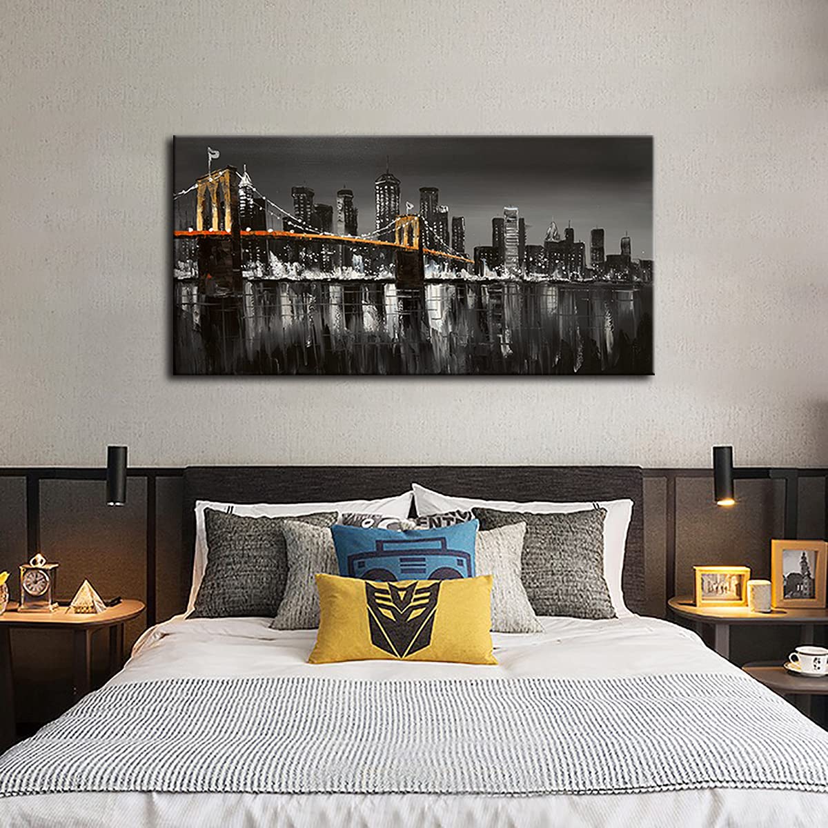 Black and White Brooklyn Bridge Wall Art New York Cityscape Skylines ...