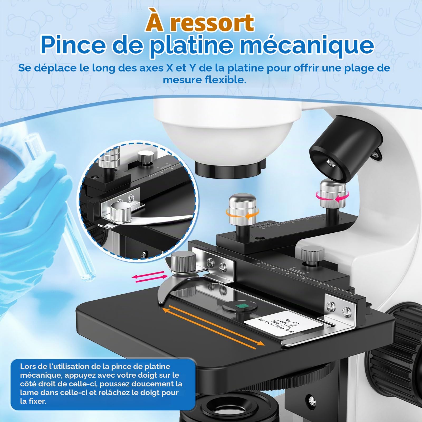 Microscope Binoculaire Composé Professionnel 40X-1000X pour Enfants Adultes | Microscope avec Platine Mécanique Double LED Adaptateur Smartphone Mallette Transport pour Étudiant Laboratoire École Maison