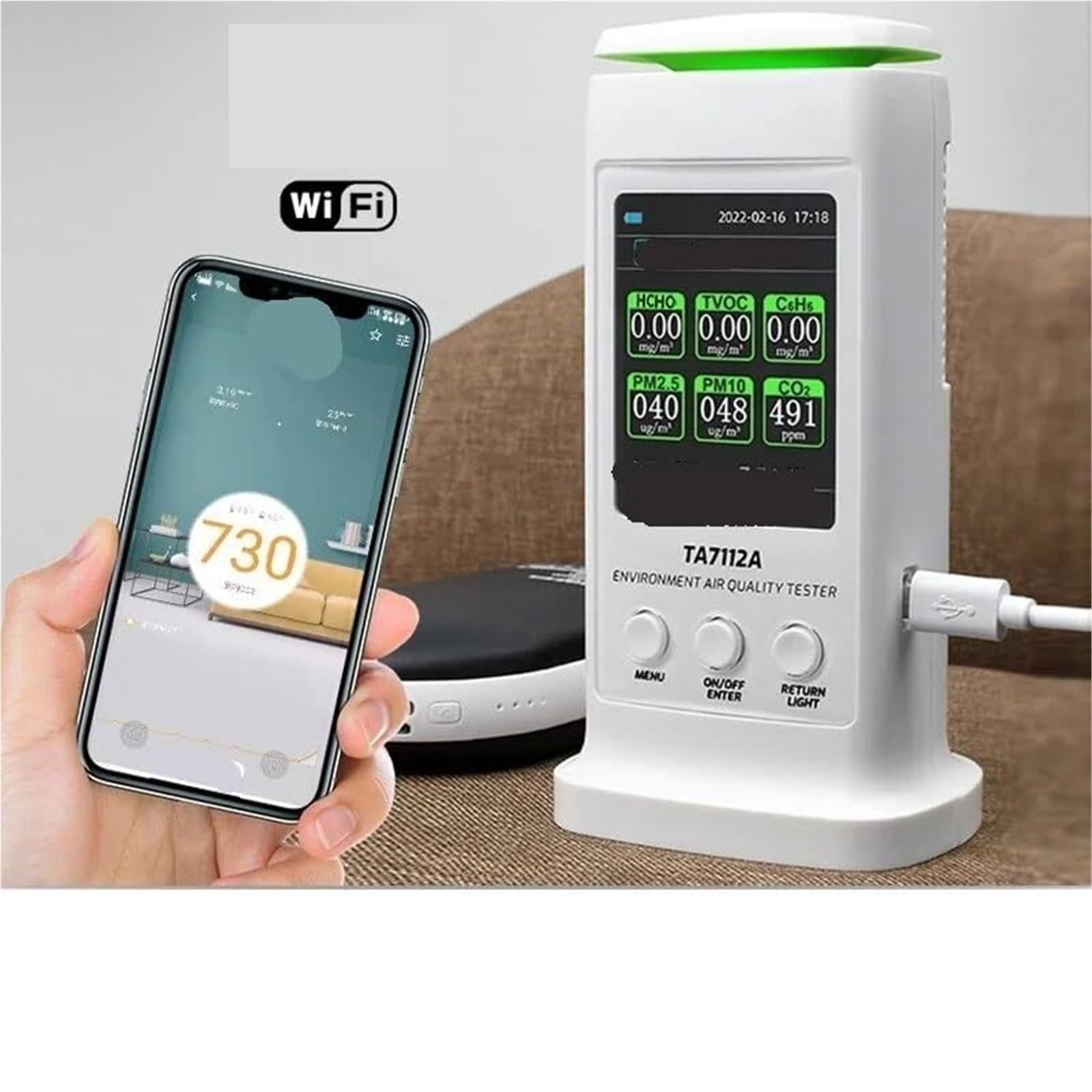 monitor di co2, Tester Della Qualità 'aria Rilevatore Di Formaldeide Anidride Carbonica Per Uso Domestico Interno per casa, ufficio, auto