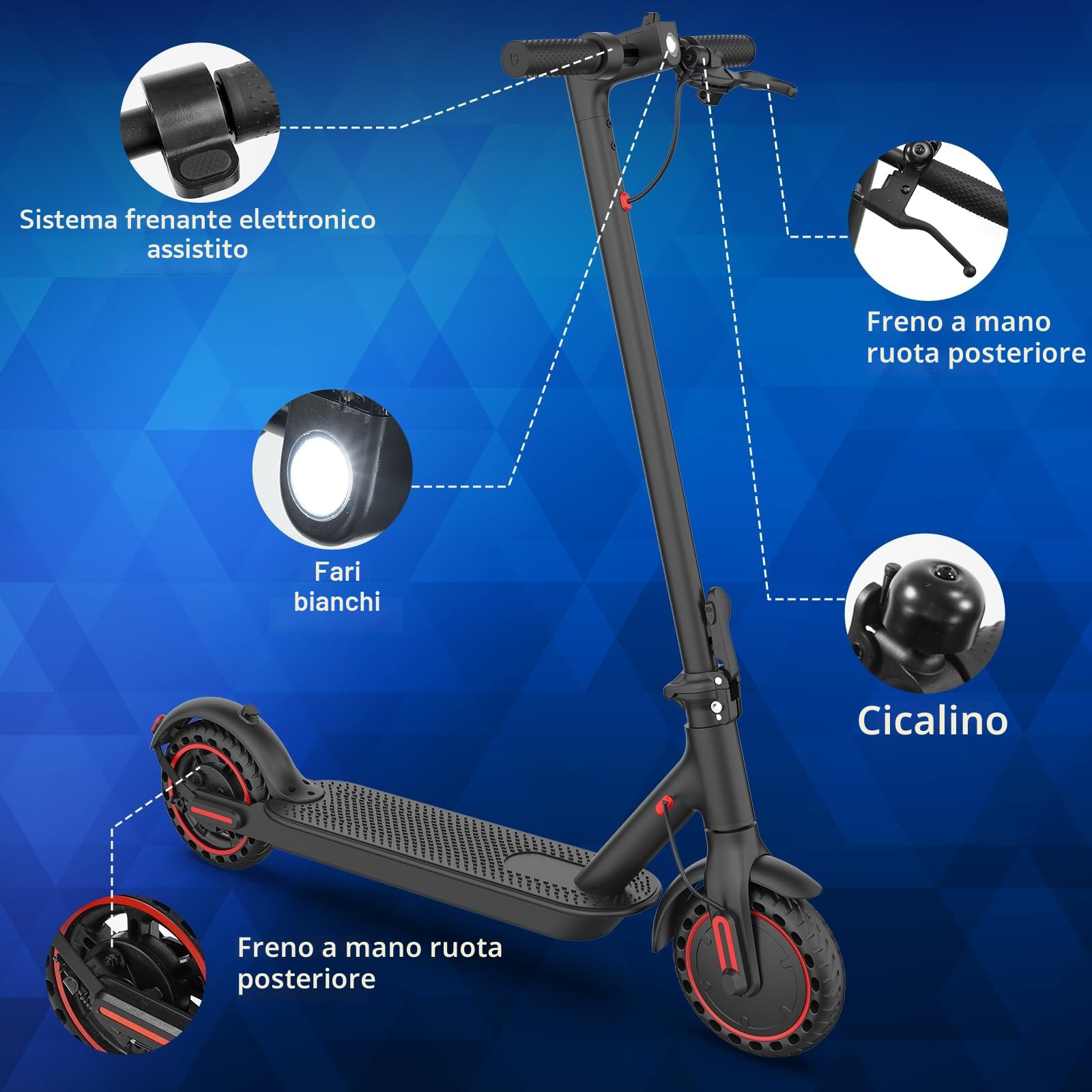 Monopattino Elettrico per Adulti, Scooter Elettrici Doppia frenata per I Viaggiatori Pneumatici 8.5 ",Autonomia 35 km