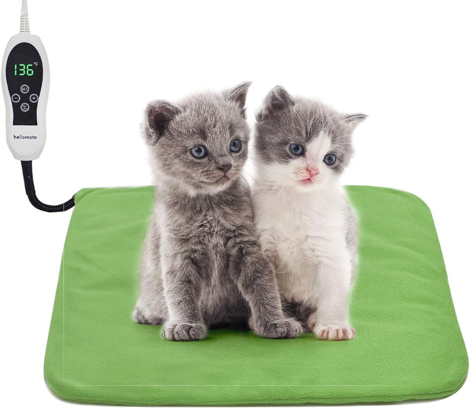 HELLOMOTO Pet Heating Pad, 12 Heat Settings Dog Cat Heating Pad with Timer, Electric Pads for Dogs Cats with Chew Resistant Cord (Small)