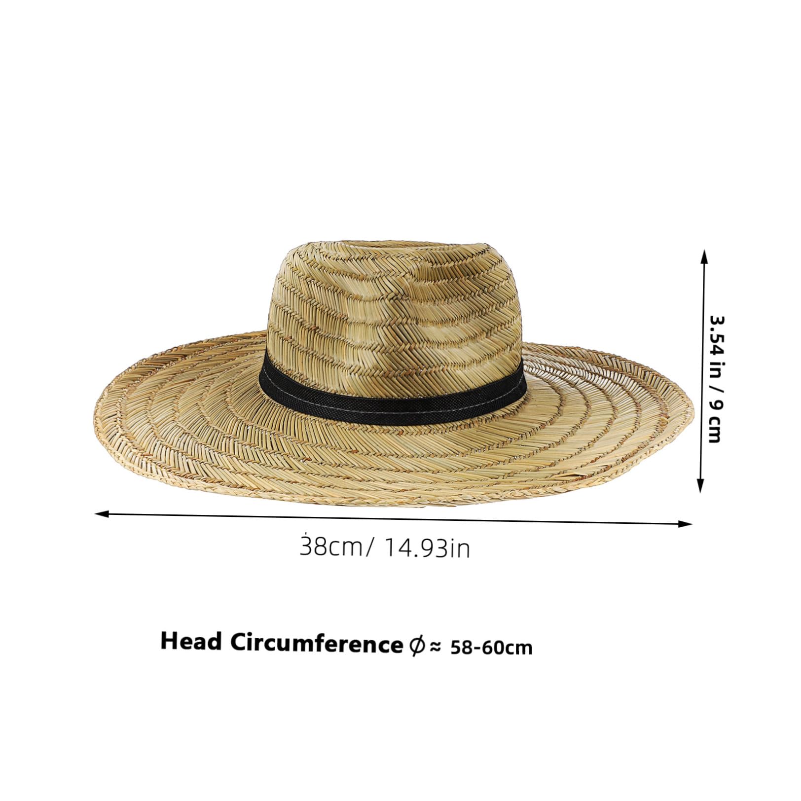 Operitacx Chapeau de Paille à Larges Bords pour Hommes Été, Protection UV, Léger et Décoratif, pour Activités de Plein Air et Randonnée, Taille 58-60 Cm