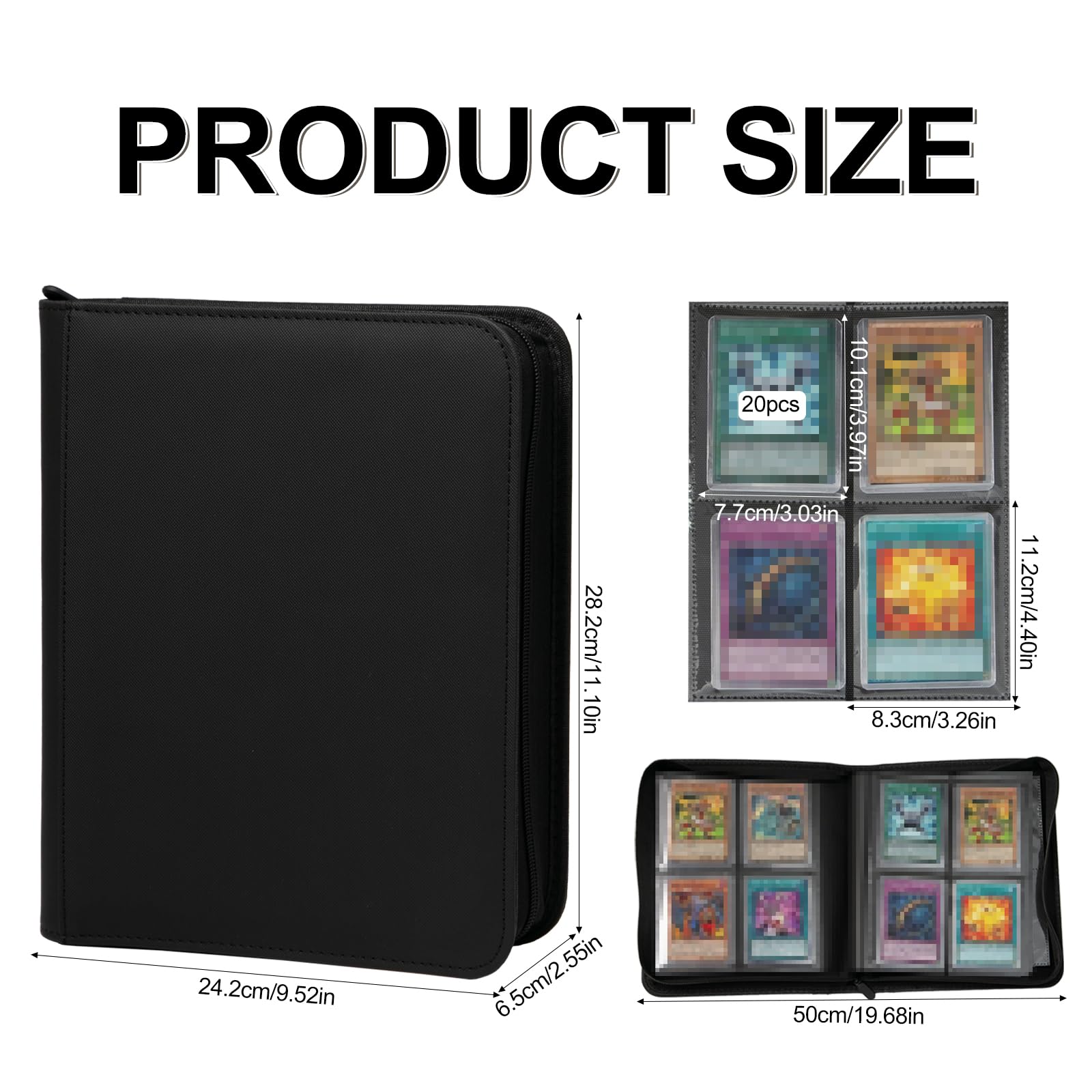 Raccoglitore per Carte da Collezione 4 Tasche con Cerniera