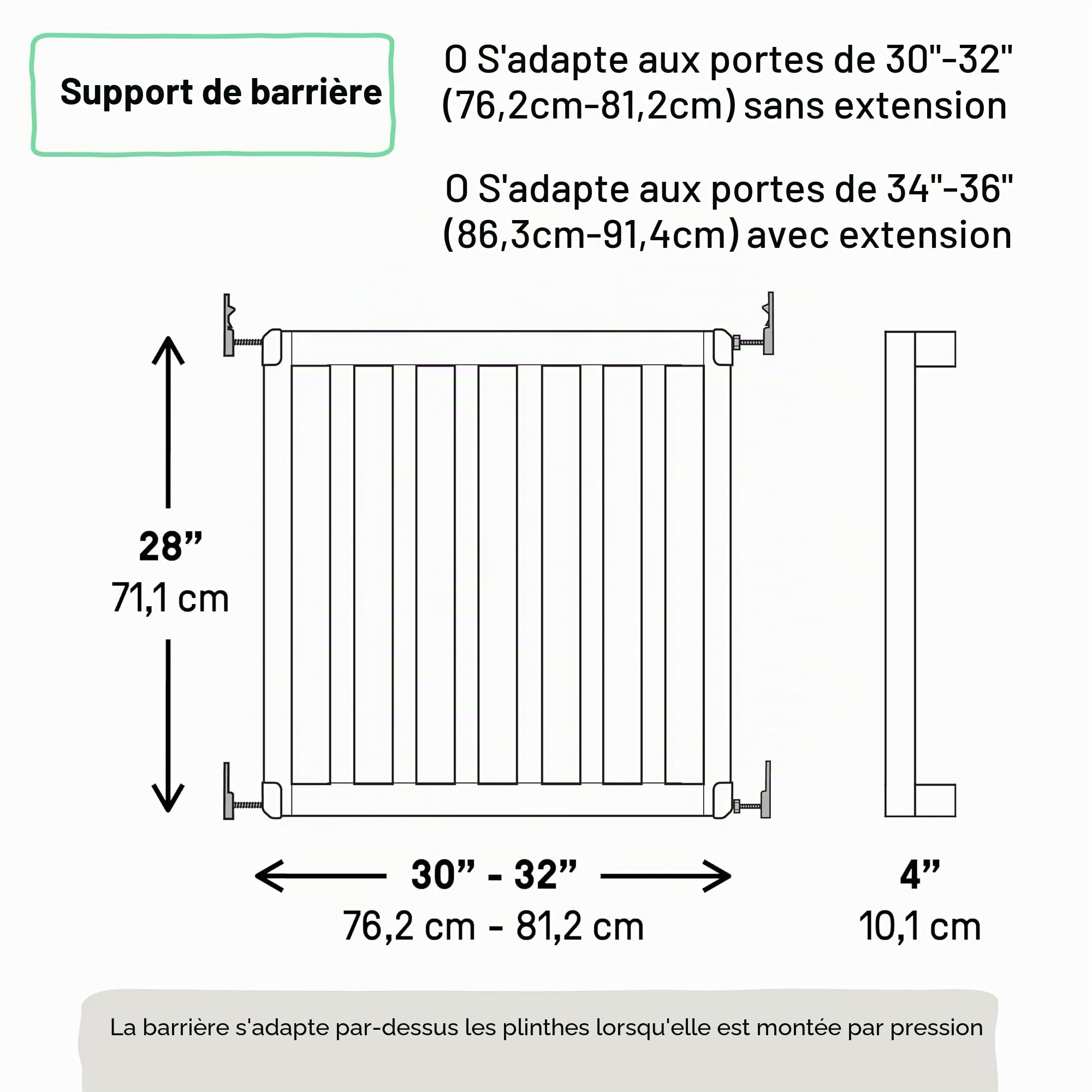 Ingenuity Doorway Série 36S Barrière de Sécurité 76-91 cm, Barrière d'Escalier, Barrière Enfant, Sans Perçage, avec Extensions, pour Bébés et Animaux Domestiques, Bois