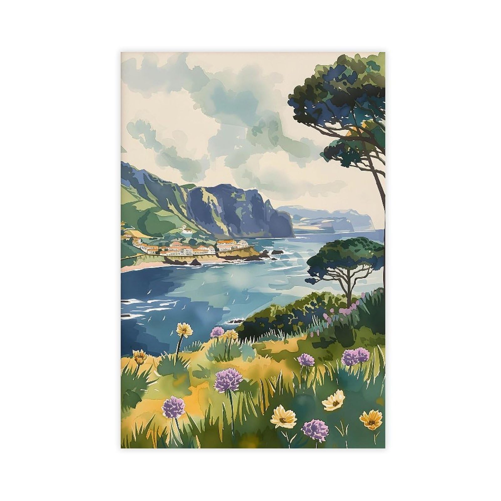 Amazon.com: ZJLAMZ Azores Watercolor Painting Portugal Travel
