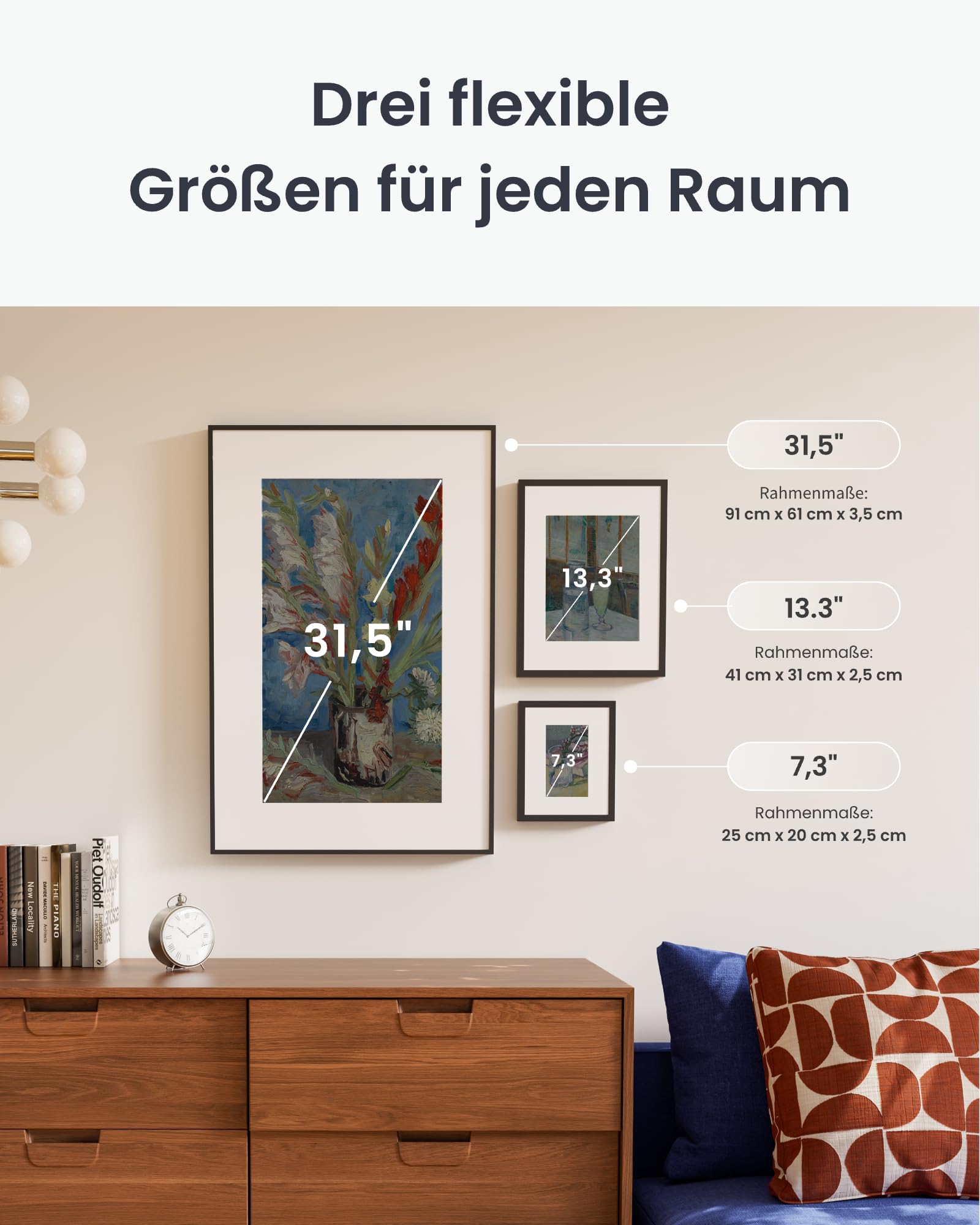 SwitchBot KI Art Frame 7.3'', Kabellos Digitaler Bilderrahmen, Elektronisch-Ink-Bilderrahmen, Extrem Lange Akkulaufzeit, Tisch und Wandmontage, Alexa Kompatibel, KI-Generierte Kunst