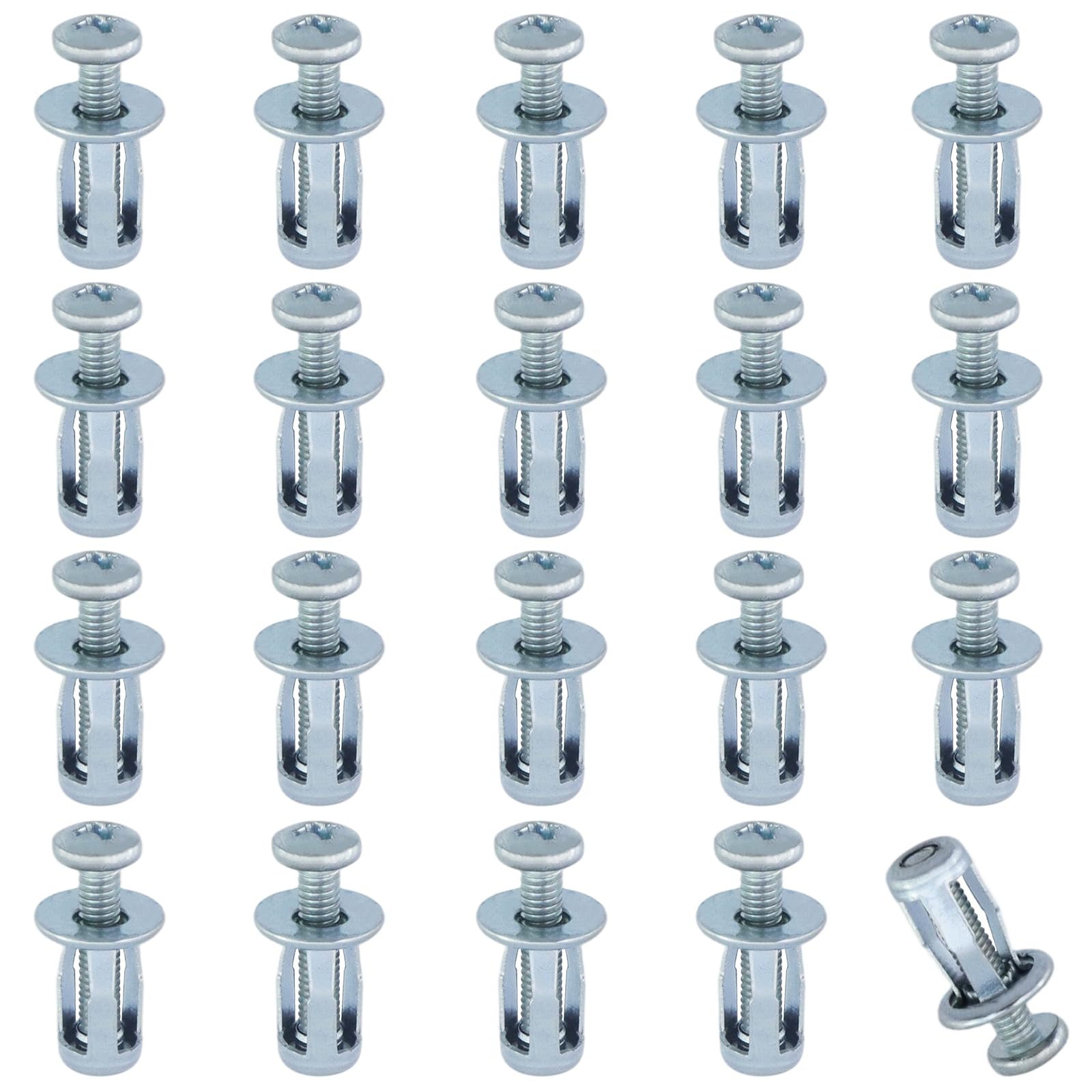 Wealrit 20 PCS M4 x 20 Hollow Door Anchors Kit Metal Hollow Wall Anchors for Thin Walls Heavy Duty Cavity Fixing Expansion Anchor for Furniture,Cabinet,Wall Paneling,Steel Pipe, Plastic Sheet