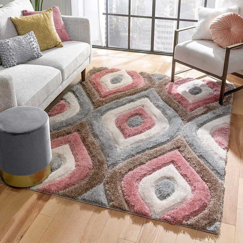Image of Shaggy Area Rug - Extra Plush Luxury Carpet, Super Soft & Cozy Feel| Perfect for Living Room, Bedroom, and Stylish Home Decor- Peach (3 x 5 ft)