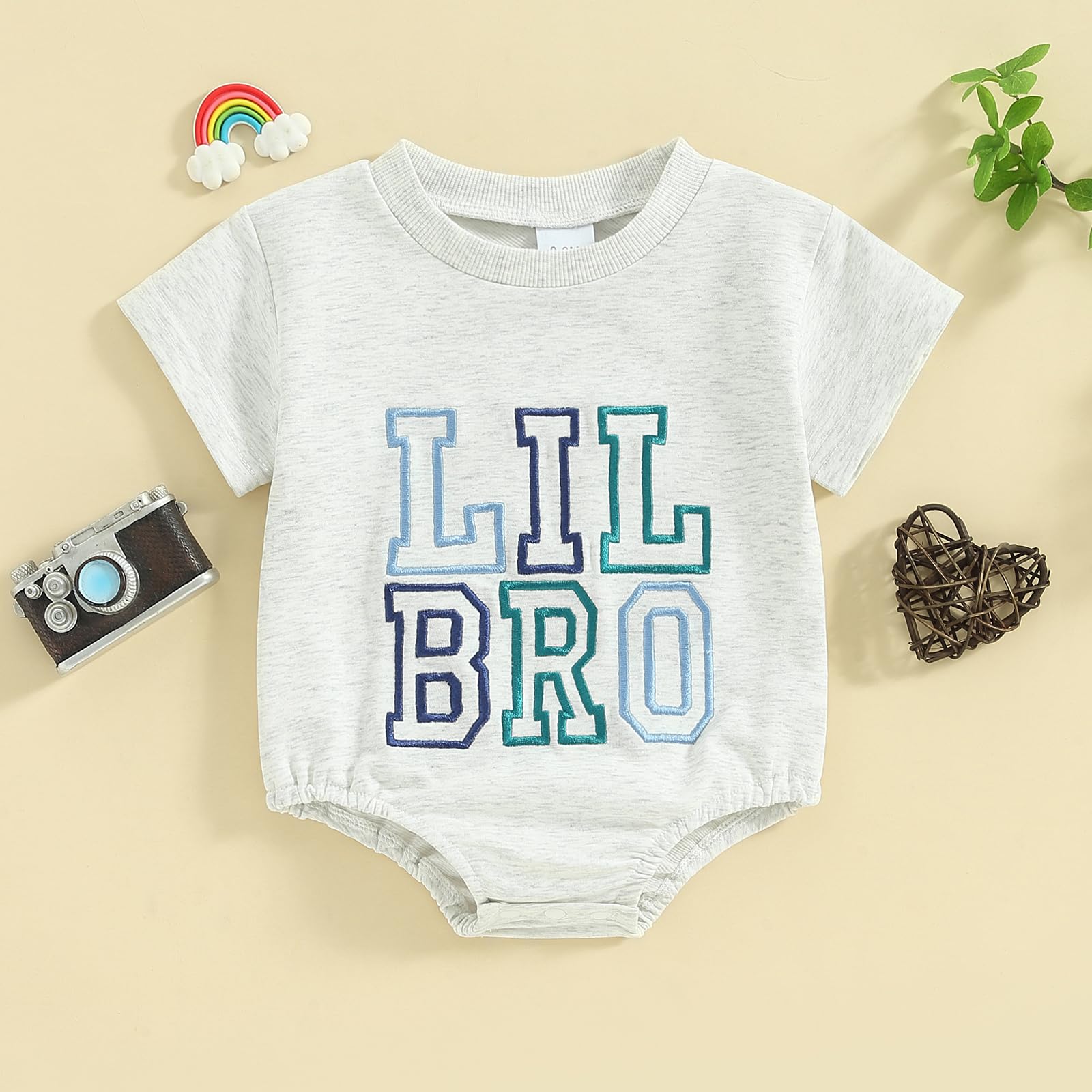 VISGOGO Brother Matching Outfit Short Sleeve BIG BRO T-Shirt Tops LIL BRO Rompers Baby Boys Clothes Shirts (Grey#2-Lil Bro, 0-3 Months)