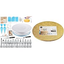 Kootek 96PCs Cake Decorating Supplies Kits and 1 Pack 12 Inch Gold Cake Board Drum