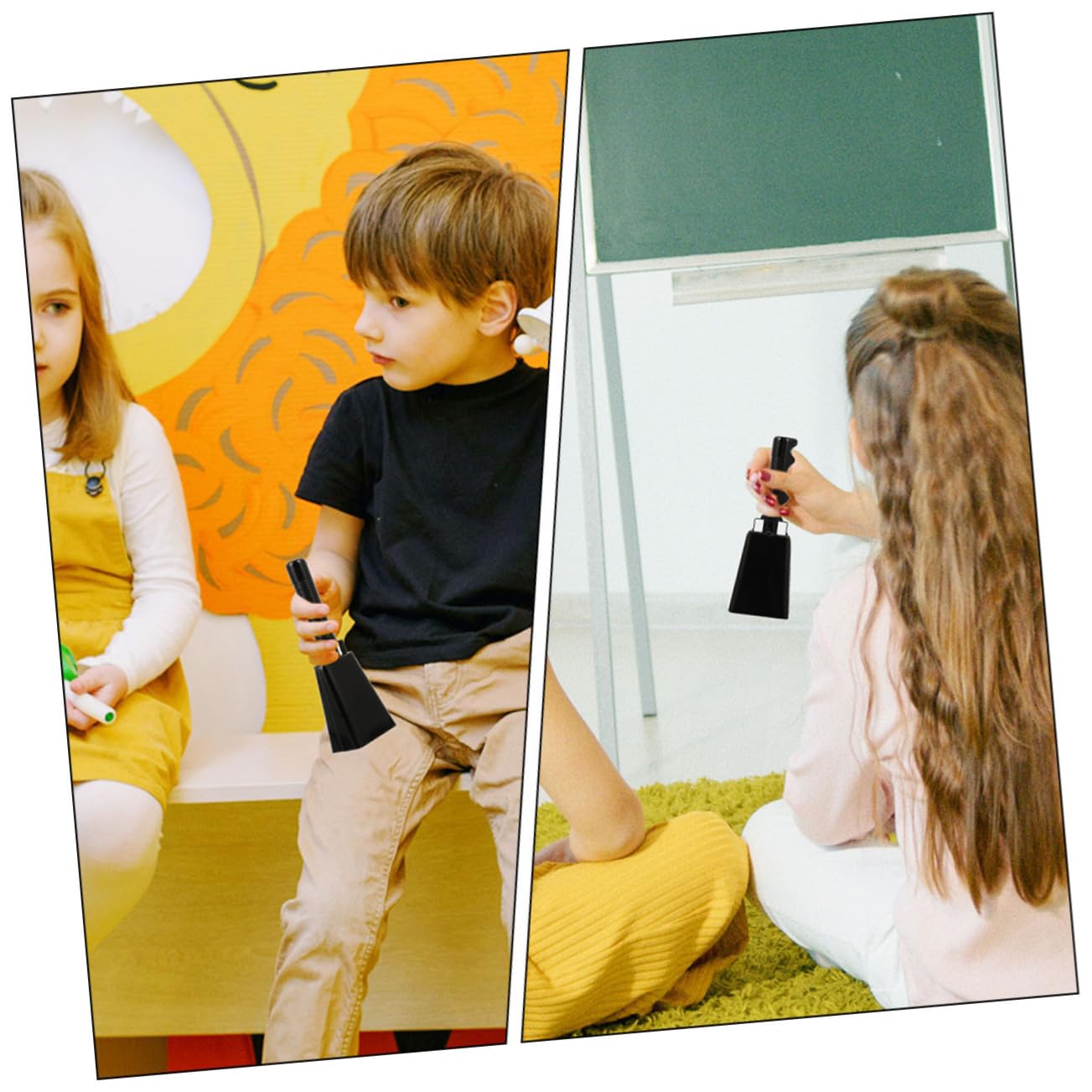 NULYLU Drum Supplies: 2pcs Football Cheer Bell Handles Metal Cowbell Noisemakers Music Accessories