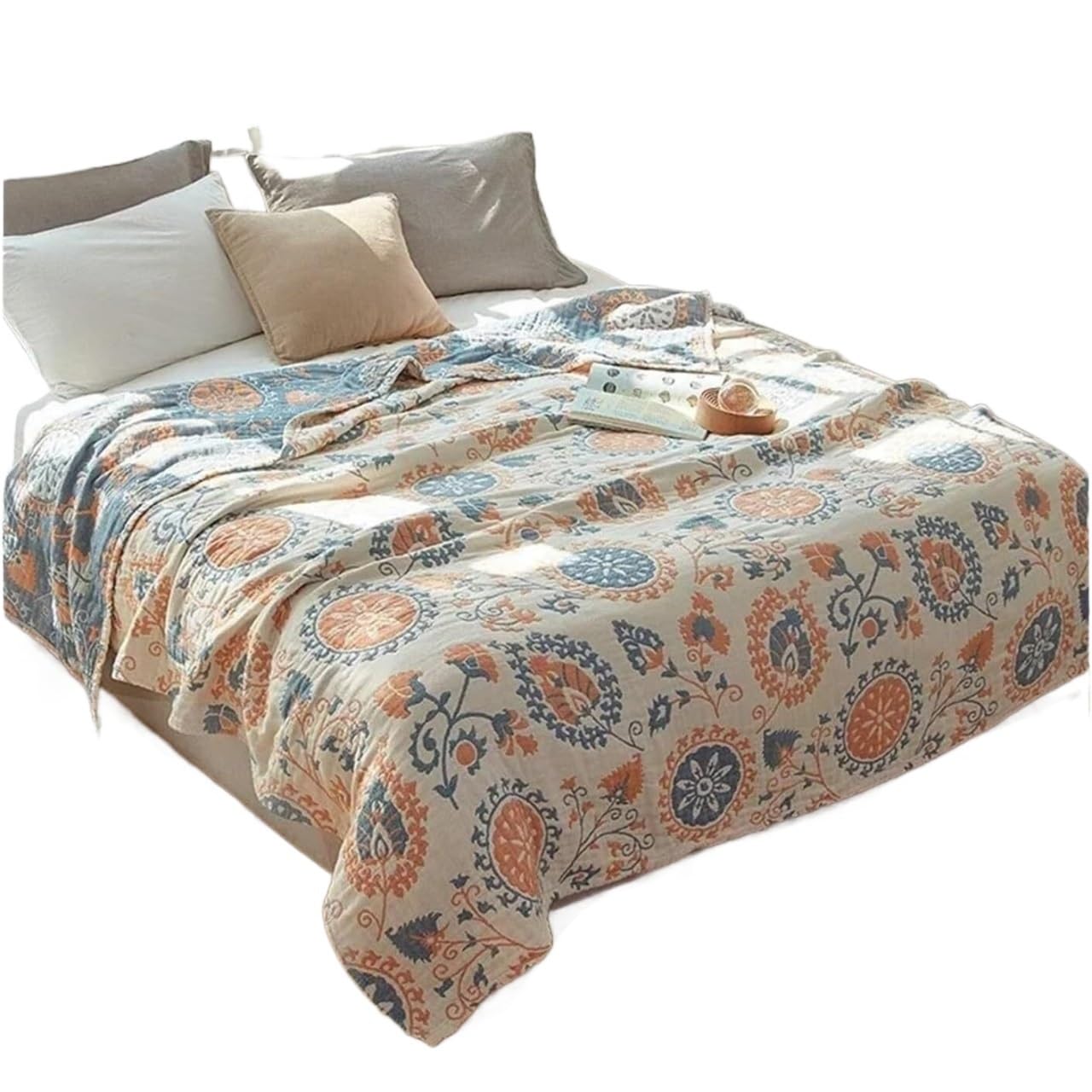 Couvre-lit respirant en mousseline multicolore douce pour grand lit