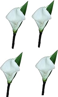 Angel Isabella Set of 4-Real Touch Cream Artificial Keepsake Calla Lily boutonnieres Pin Included