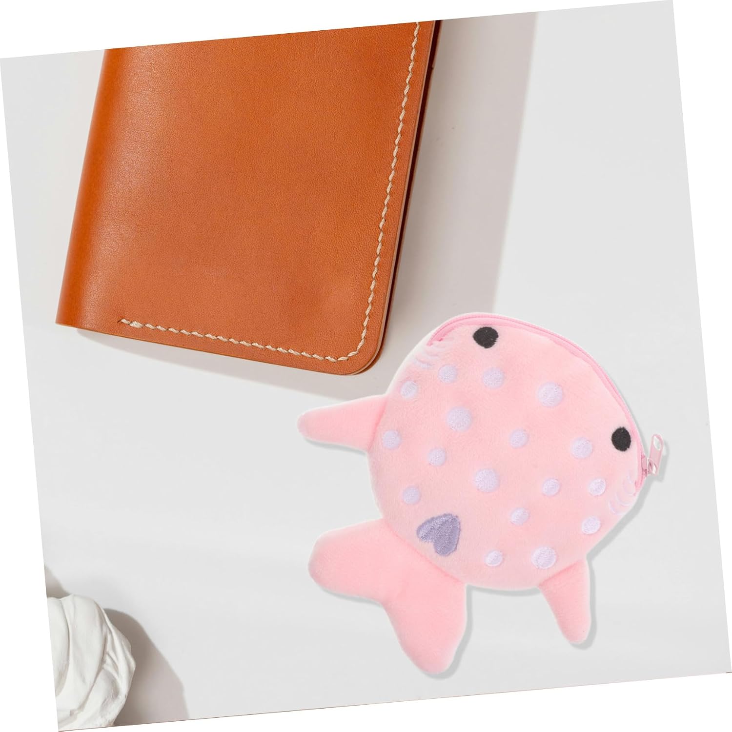 Plush Shark Coin Purse Set 2pcs – Cute Small Zipper Wallet Pouch in Pink and Blue, Soft Animal Change Holder for Daily Carry and Birthday Gifts