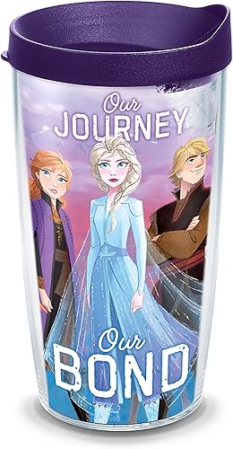 Miniatura 10 de Tervis Vaso aislado de doble pared de Disney Frozen 2 Group Made in Estados Unidos mantiene las bebidas frías y calientes, 10 onzas, ondulado,