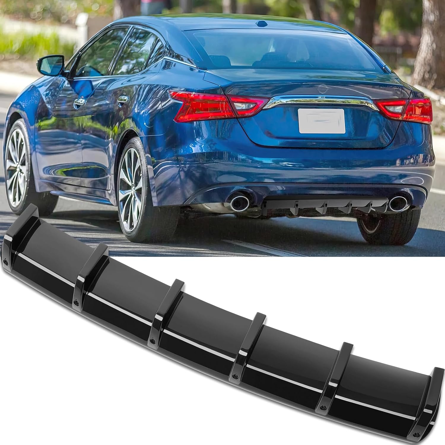 33" Car Rear Bumper Lip, Universal Rear Diffuser Shark Fin Style Bumper, Wing Spoiler Splitter Spoiler, Compatible with Honda Civic Accord Volkswagen VW Jetta Audi A3 Ford Explorer Chrysler
