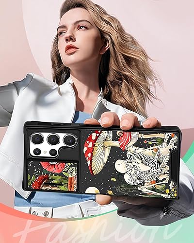 Miniatura 6 de Funermei Funda 2 en 1 para Samsung Galaxy S24 Ultra para mujer, bonita funda de teléfono para niñas, diseño único de calavera de hongos, funda de