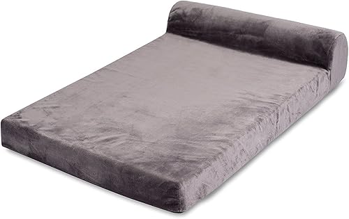 Internet's Best Cama tumbona de espuma viscoelástica para mascotas, tamaño mediano, 36 x 24 pulgadas, cama de felpa ultrasuave para mascotas, parte